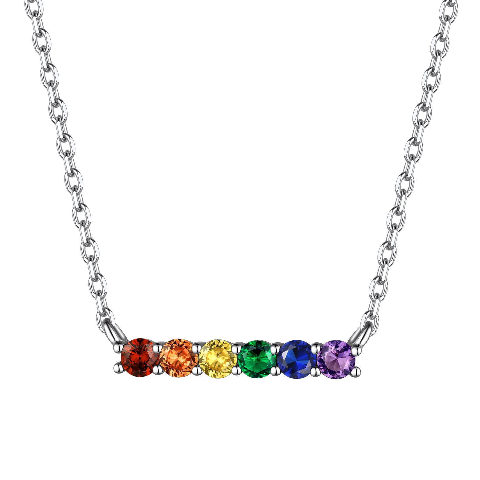 

Rainbow Necklace for Women Popular Cute Zirconia Silver 925 LGBT Rainbow Color Accessory [Suplight]