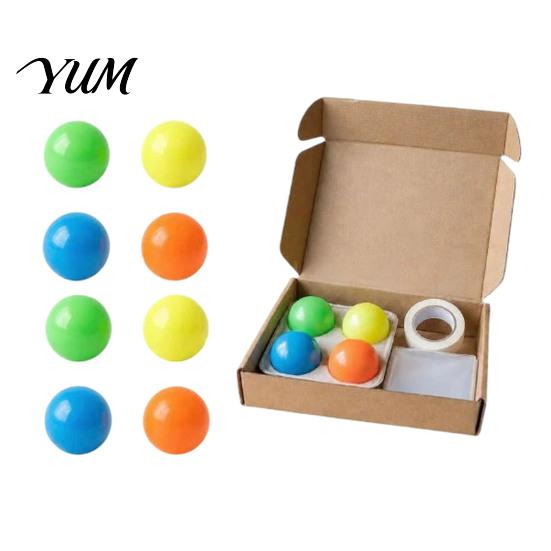 Luminous Decompression Toys Glow Sticky Ball Set, LED Light Up Toy for Kids Night Play, Soft Holiday Stocking Stuffers Girls Safe Throwing Catch Game,