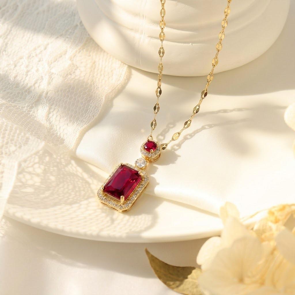Women's Japanese-Korean Style Zircon Emerald Jewelry Set: Necklace, Ring, Earring, and Elegant Clavicle Chain