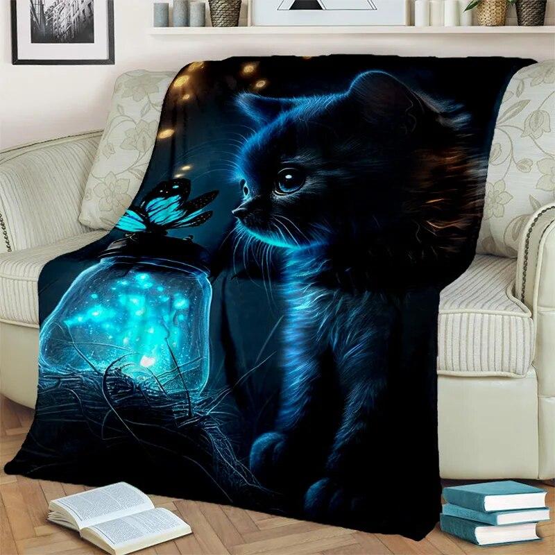 Roztomilá kočka kaliko, kočka Garfield, perská kočka, kreslená deka Ragdoll, měkká deka pro domácí ložnici přikrývka na pohovku pro děti