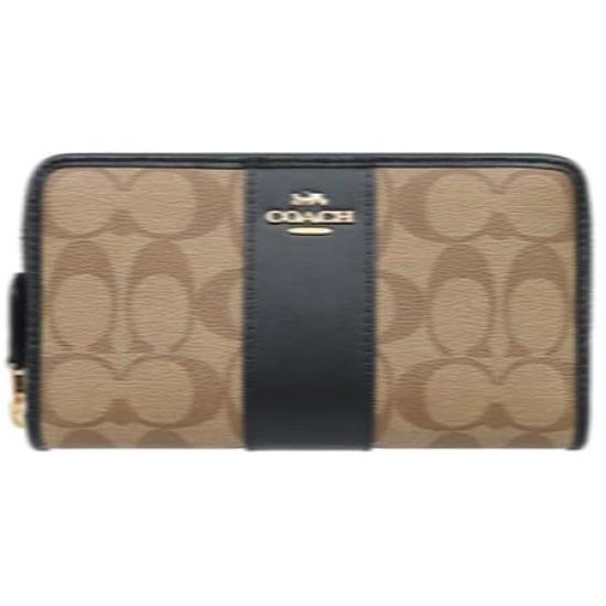 

CoConte Luxury Signature Leather Accordion Long Wallet in Signature Stripe and Outlet Women s Zip-Around (Khaki Black) - [Used]
