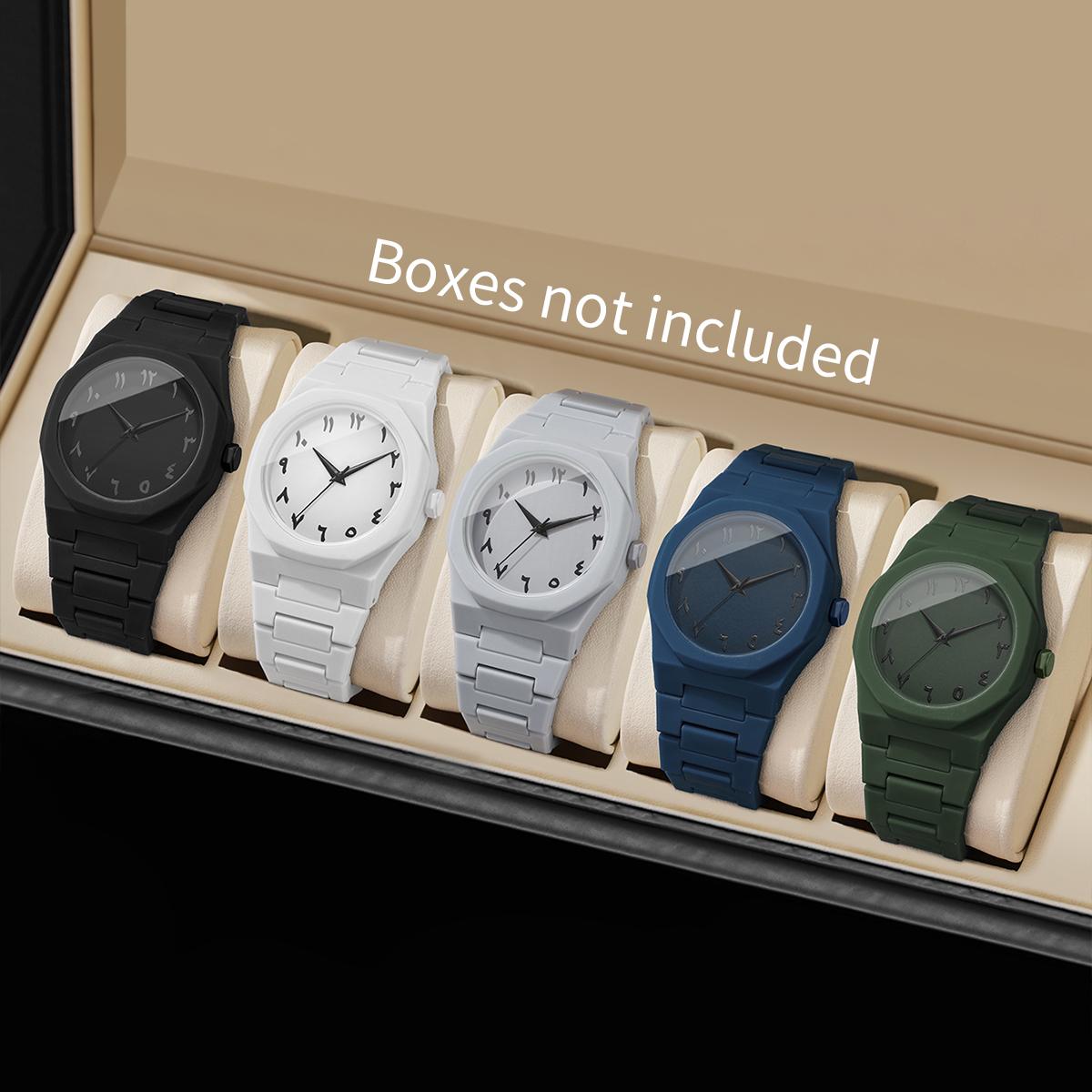 

1 шт. Мужские подарочные часы Стильные Простые Арабские Цифровой циферблат Красивые Классические Универсальные Повседневные Кварцевые часы( Коробка в комплект не входит)