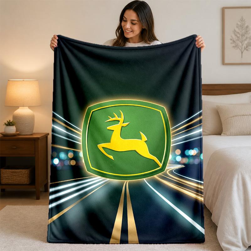 John Deere Print Flanelldecke Gemütliche Leichte Plüschdecke für Bett Sofa Haushalt