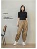 Women's Korean Style Cargo Harem Pants: Loose Fit, Elastic Waist, Plus Size, Ankle Banded, for Summer & Autumn.