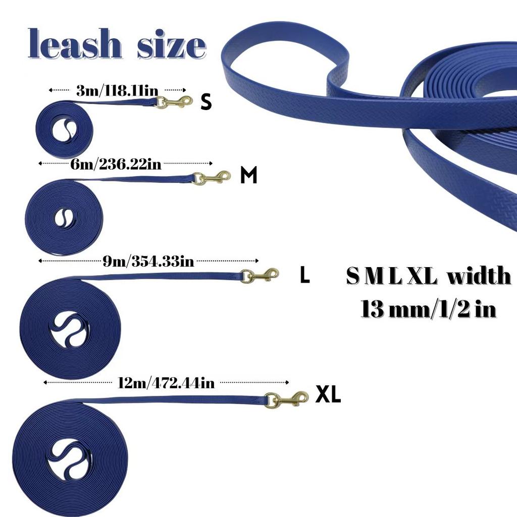 Bunte Wasserdichte PVC Hundeleine, Goldene Zinklegierung Schnalle, Langlebige Haustier-Geh-Trainingsleine in Blau/Orange/Dunkelblau