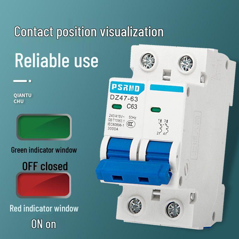 DZ47 Household Air Circuit Breaker 2P 63A 220V - Short Circuit/Overload Protection Main Switch