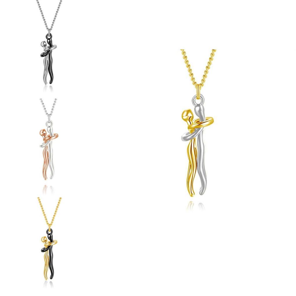 Cross-border Best-selling Couple Hug Necklace Fashionable Ol Style 925 Silver Pendant Necklace