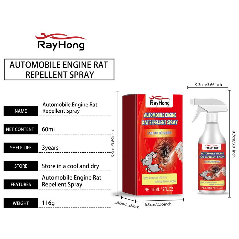 Engine Rodent Repellent Spray Fast Action Safe Ingredients Rat and Mouse Deterrent for Automobiles Indoors and Workshops