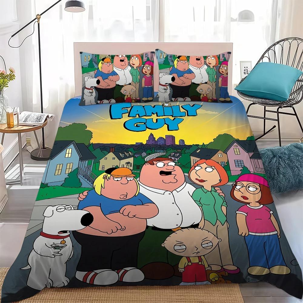 Cartoon F-Family-Guy Funny Bedding Set Soft Comforter Cover With 1/2pcs Pillow Shams For Kids Adults Duvet Cover Microfiber