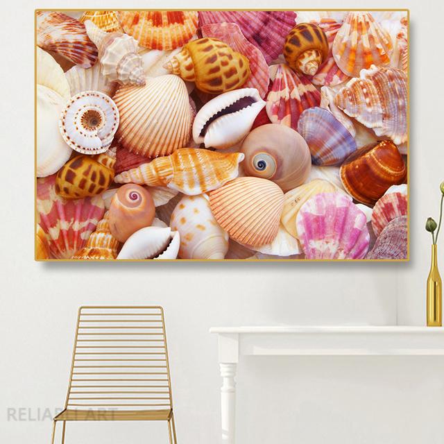 

Пляжная красочная морская коллекция, холст, картина, настенное искусство, ракушки, морские звезды, раковины, постеры и принты для декора гостиной 21cm×30cm NoFrame