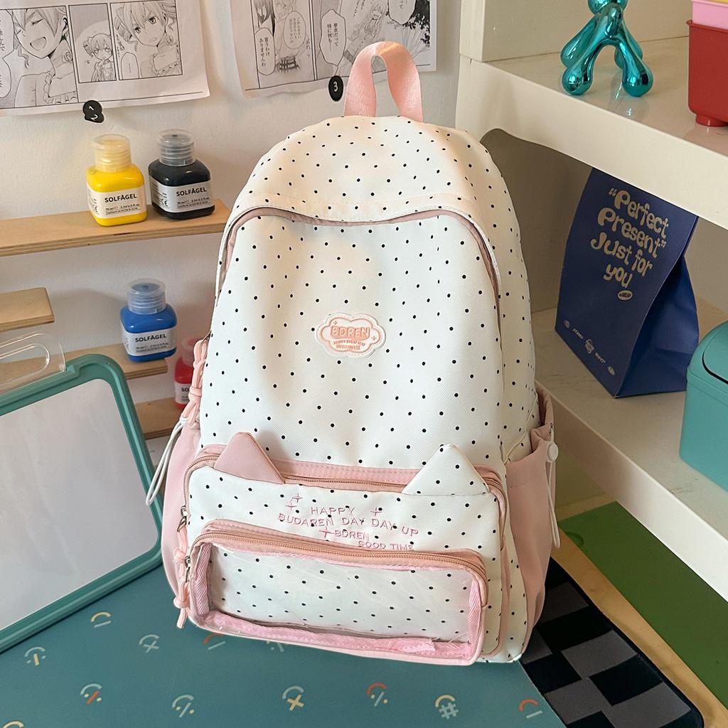 Schoolbag1011 popular fashionable and cute polka dot student schoolbag female large capacity junior high school backpack campus wind backpack