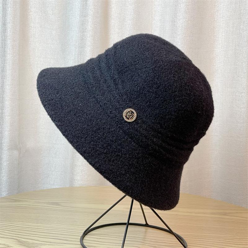 Hat Women's Autumn and Winter Warm Knitted Fisherman Hat Versatile Fashion Bucket Hat Ins Showing Face Small Basin Hat Ins Style