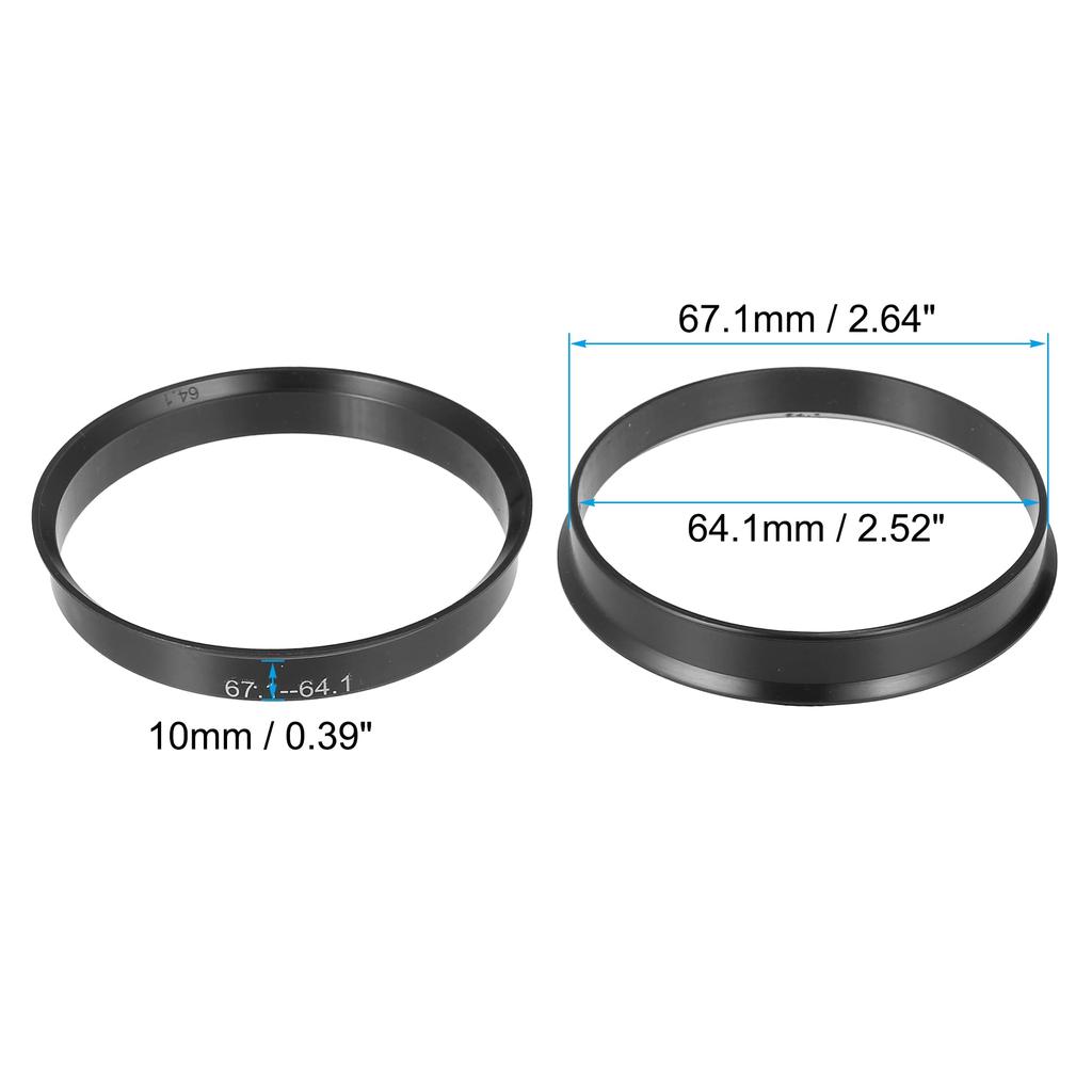 ACROPIX Car Hub Centric Ring Universal Black 67.1mm-64.1mm 4pcs