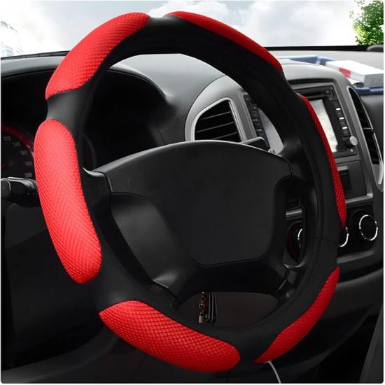 Car Steering Wheel Cover, 15" Anti-Slip Steering Wheel Protector Soft Hand Pad Cushion, Breathable Ice Silk Auto Wheel Wraps Comfy Grip All-Season