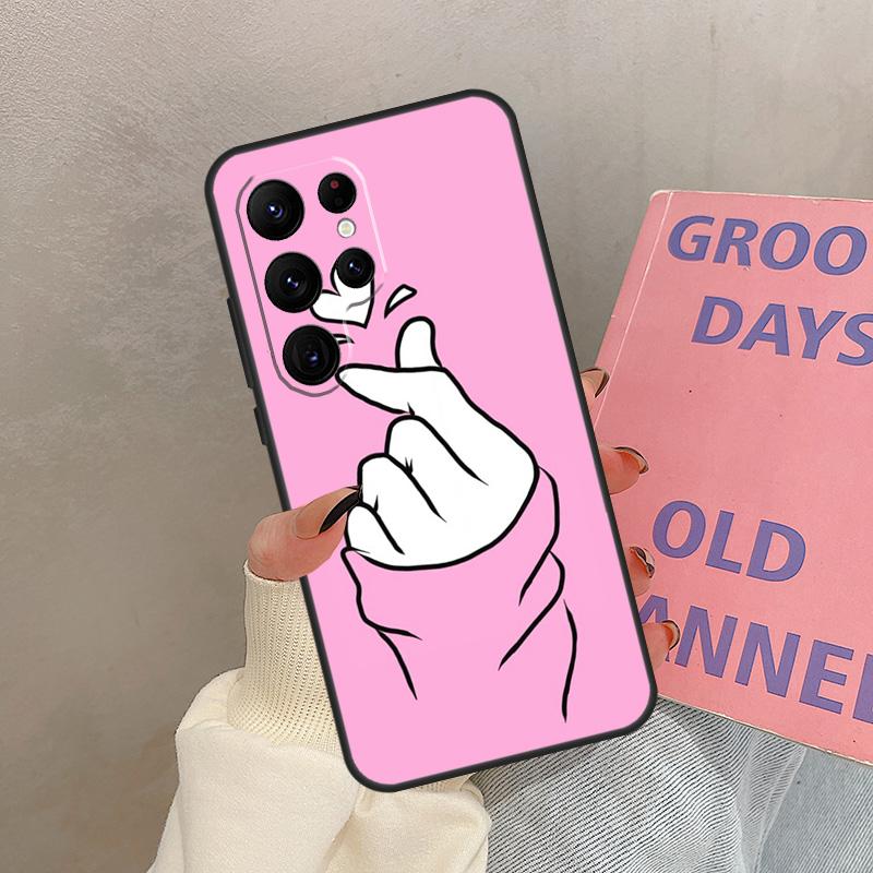 Kpop Hand Finger Heart Case For Samsung Galaxy S21 S22 S23 S24 S25 Ultra S9 S10 S25 Plus S20 FE S25 FE Cover Coque