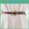 Genuine Leather Womens Belt Thin Retro Minimalist Buckle With Alloy Clasp For Casual Wear