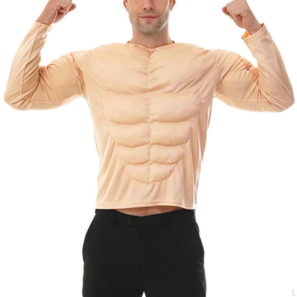 Men Muscle Shirt Costume Chest 3D Adults Bodybuilder Cloth for Roles Play