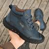 Hand-stitching Leather Men Boots Split Leather Casual Leather Shoes Men Ankle Boots