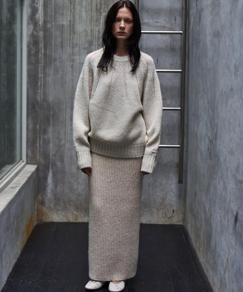 GRIDAJ Mohair Jacquard Round Neck Pullover