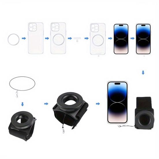 1 Set Wristband Magnetic Phone Holder 360 Degrees Rotatable Adjustable Men Women Outdoor Sports Running Walking Cycling Wrist Strap Cell Phone Mount