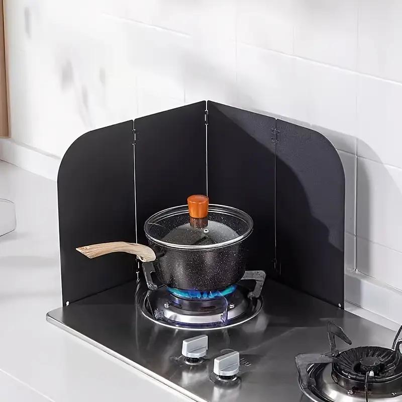 3 Sided Oil Splatter Guard Kitchen Steel Anti Splatter Shield Guard Grease Splatter Guard for Stove Top and Frying Pan