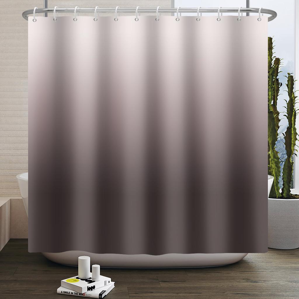 Modernes einfaches Duschvorhang-Set mit 12 Haken, einfarbig, Farbverlauf, abstrakt, elegant, wasserdicht, Polyester, Badezimmer-Vorhang-Dekor