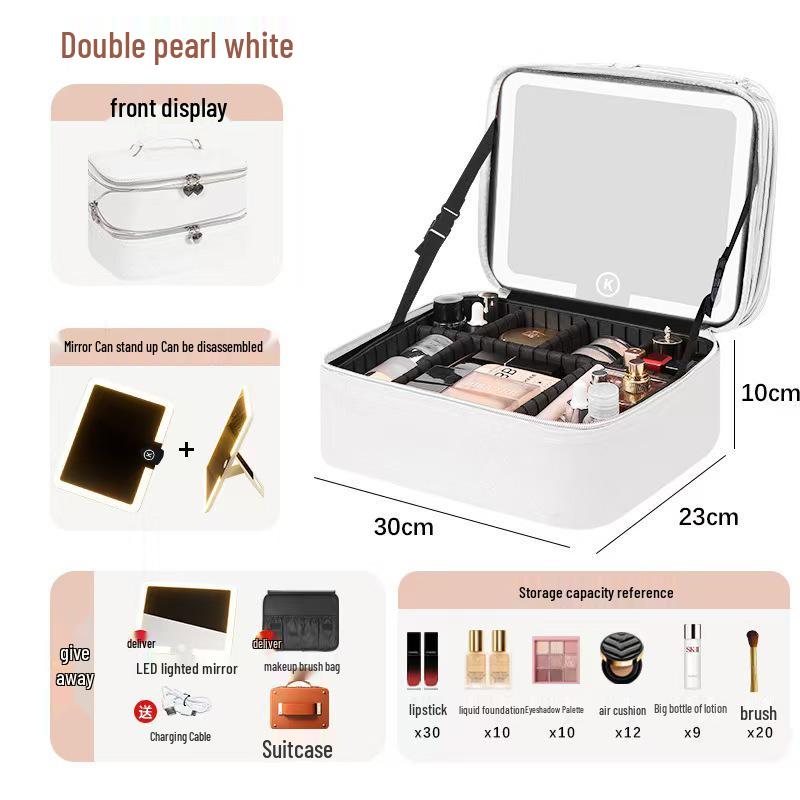 2025 High-Capacity LED Makeup Case: Portable Travel Bag with Mirror & Light