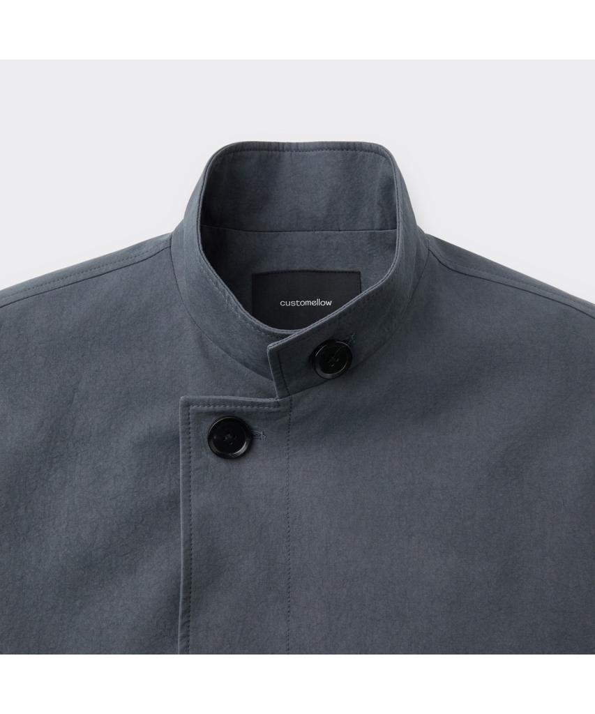 Customellow Gray Highneck Trench Coat Cwcas26111Gyx