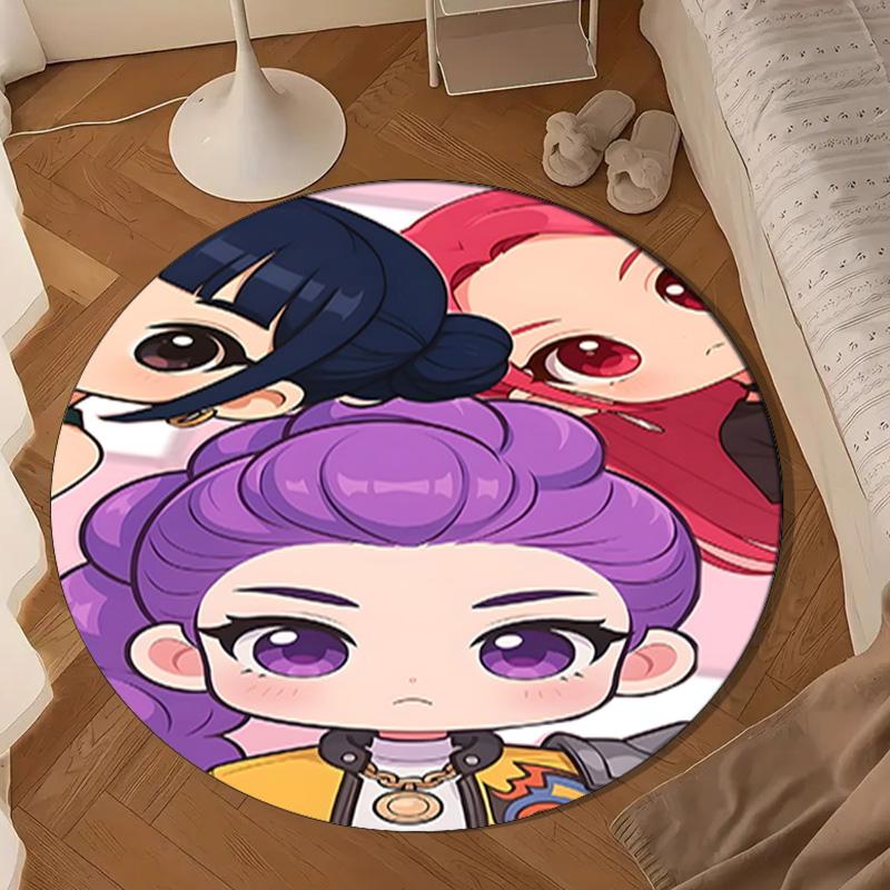 Kpop cartoon Round Rug for Livingroom,Bedroom, Palyroom, Chair Rug, Area rug, Circle Carpet, Large Size Fan Christmas gift
