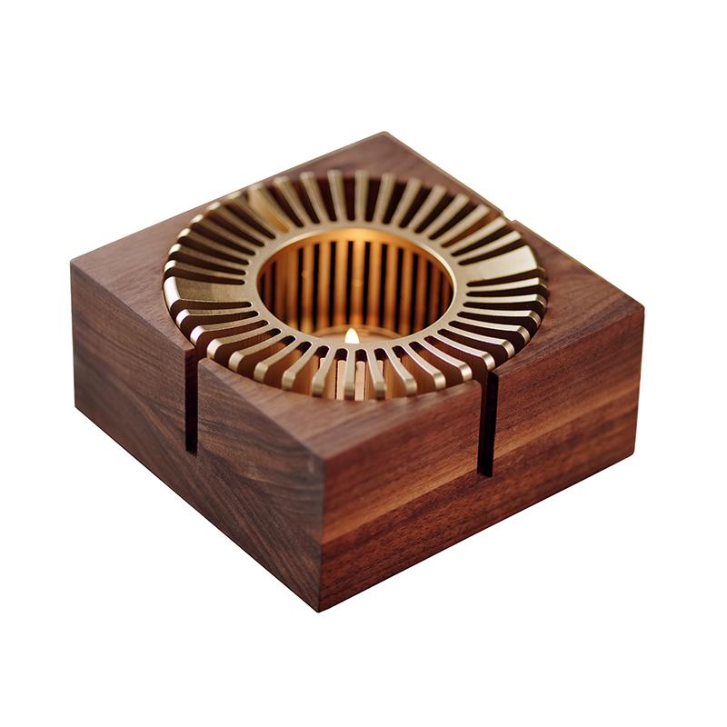 Candle warm tea stove set black walnut heating base retro solid wood hot tea warm tea warmer base