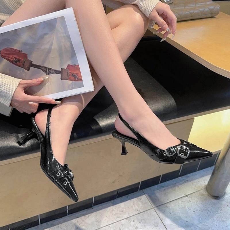Fashion Designer Summer High Heel Women Sandals Fashion Pointed Toe Singbacks Shoes Ladies Elegant Dancing Party Pumps