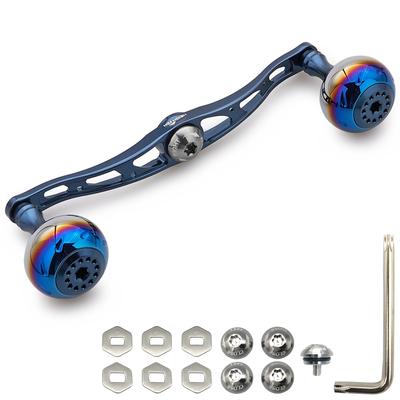 HEIGHTEN 130/120/115mm Reel Handle, Compatible with Shimano, Daiwa, and Abu Garcia Baitcasting Reels, Aurora Series (Turk Blue, 130mm) (HT07508)