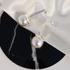 Accessoires Französische Premium-Silber-Quadrat-Ohrringe mit großen Perlen, elegante, intellektuelle, geometrische Ohrstecker 474