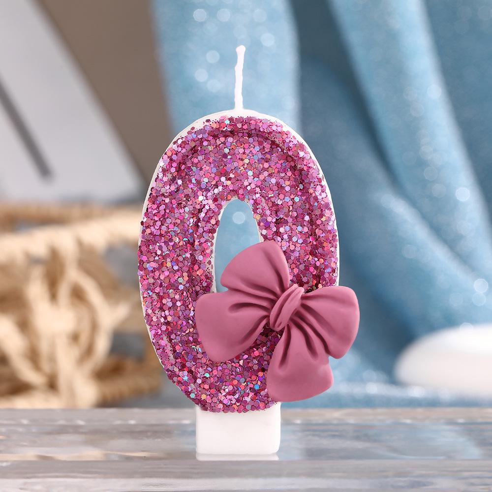 

Мечтательные фиолетовые свечи-цифры с бантом для женских тортов на день рождения