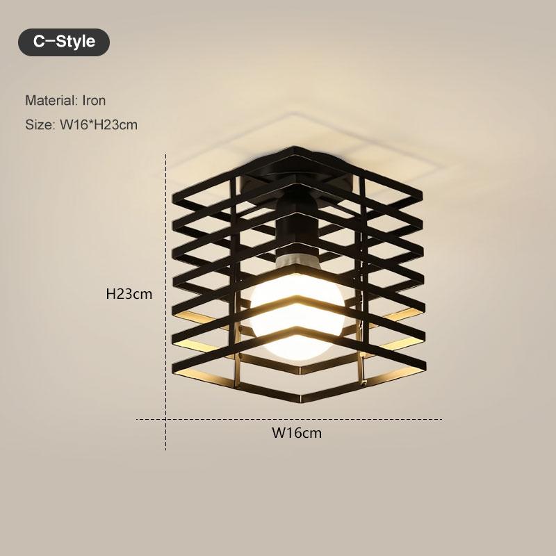 Interior Retro E27 Ceiling Lights for Bedroom Living Room Corridor Indoor Vintage Ceiling Lamps Iorn for Balcony Foyer AC85-265V