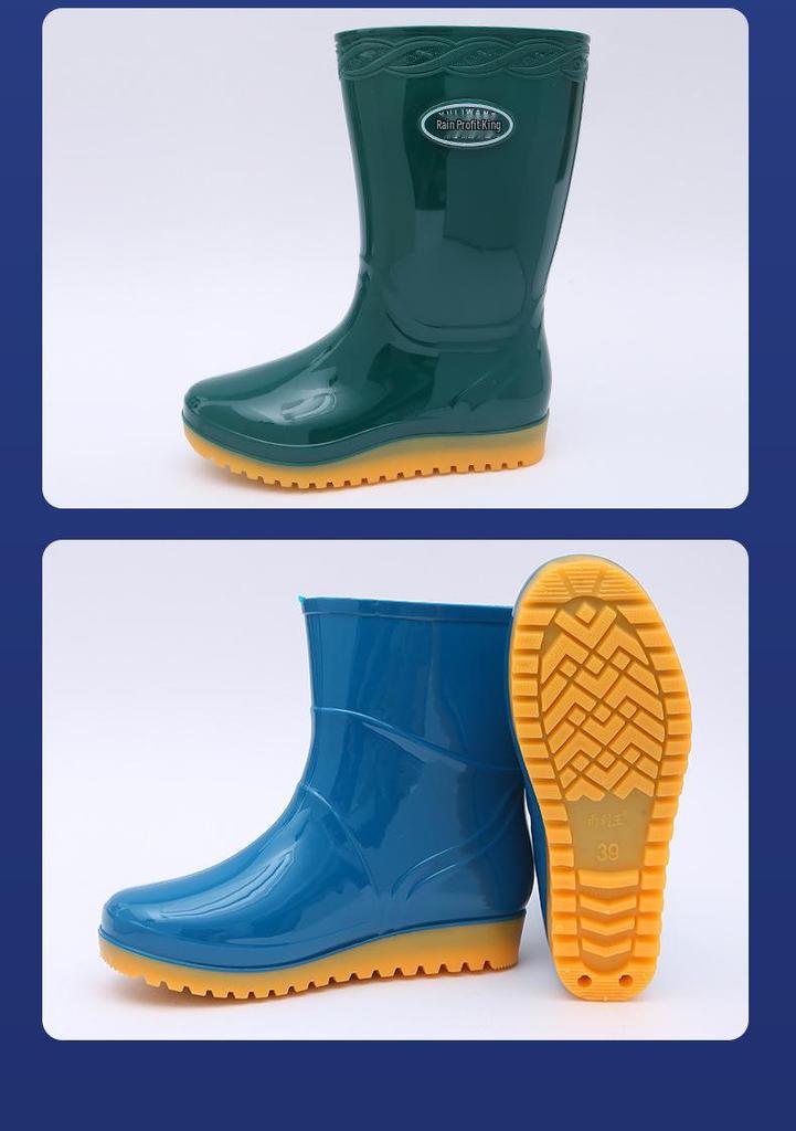 Women's Mid-Calf Waterproof Rain Boots for Autumn/Winter Fashion & Kitchen Use