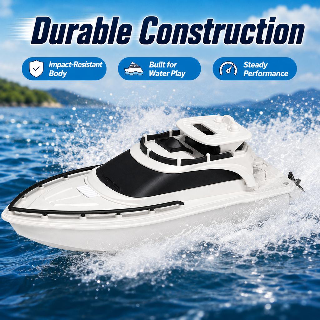 2.4GHz High Speed RC Boat Waterproof Remote Control Speed Boat Dual Motor Electric Racing Boat Outdoor Water Toy for Kids Boys