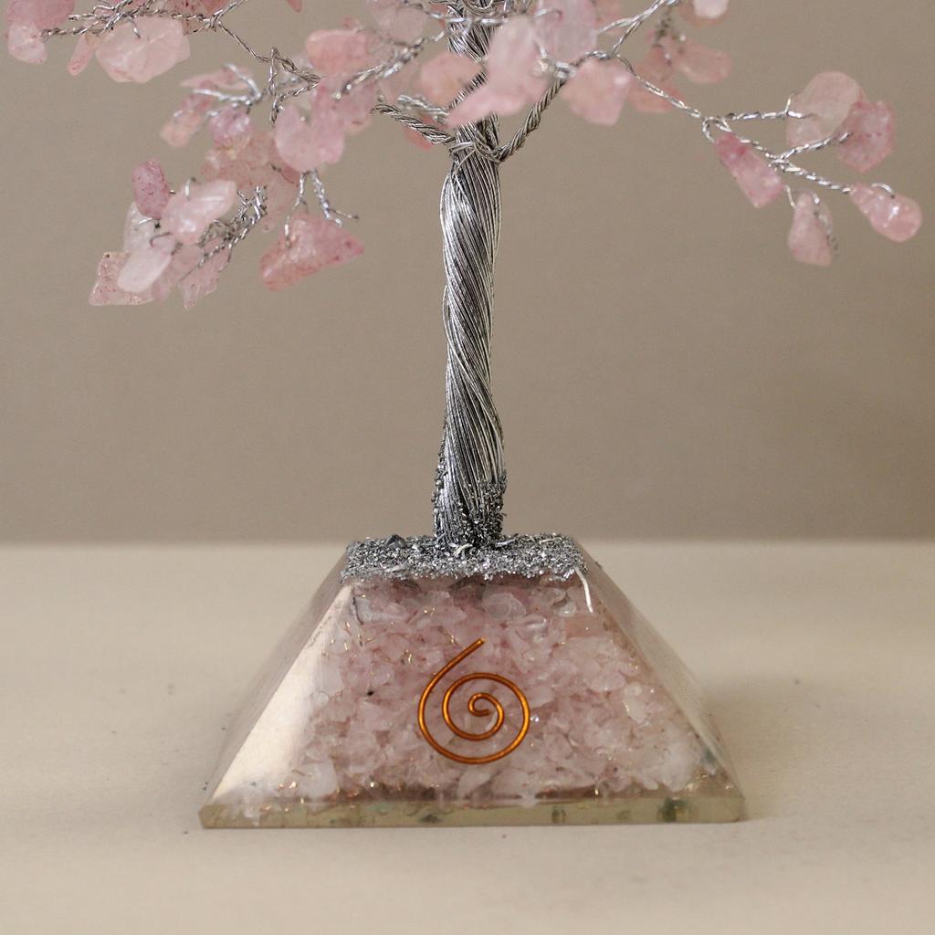 Rose Quartz Crystal Tree Orgonite Base 320 Gemstones