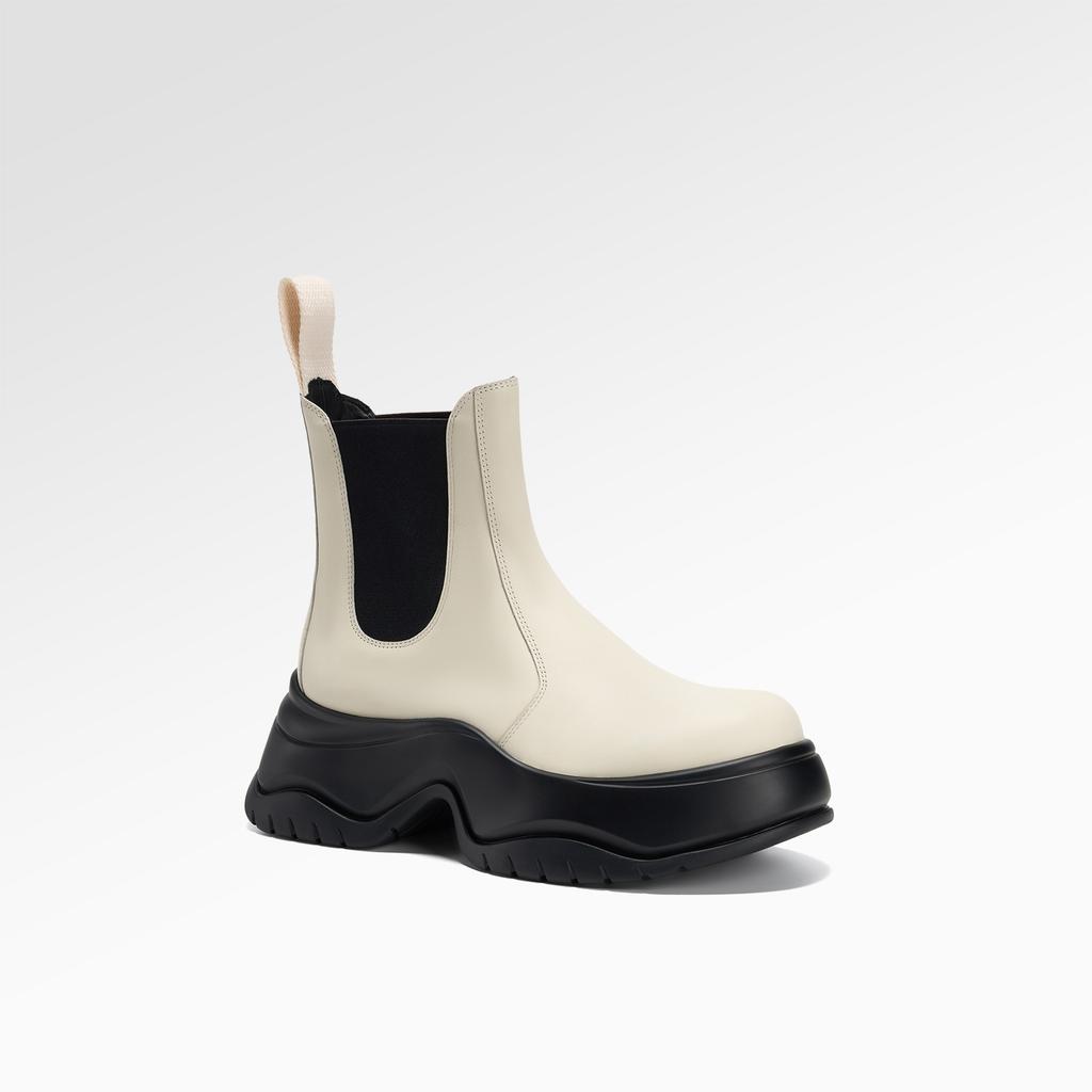 Runaway Not Tired Comfortable Sports Thick-soled Cowhide Chelsea Boots 2025 Winter Muffin Middle Heel Round Head Leather Short Boots Women