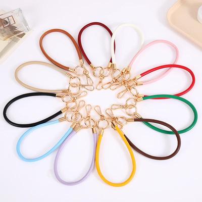 Trendy 6mm Leather Cord Keychain: Fashionable Wrist Strap Mobile Phone Lanyard
