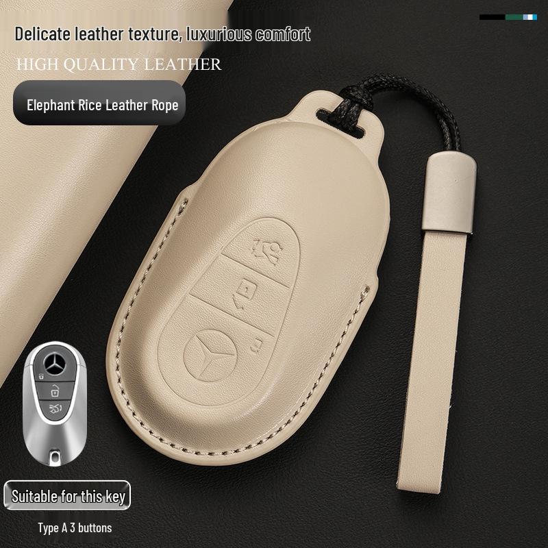 Genuine Leather Key Cover for Mercedes C260L, GLA, GLC300L, GLE, E300L, A200L, and GLB