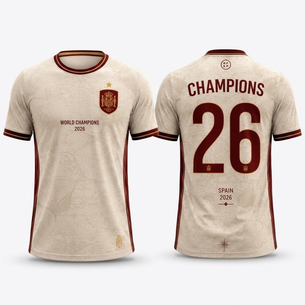 Spagna 2026 Campioni del Mondo Yamal Maglia da Calcio Donna T-shirt Sportiva Estiva Traspirante Asciugatura Rapida Streetwear Abbigliamento