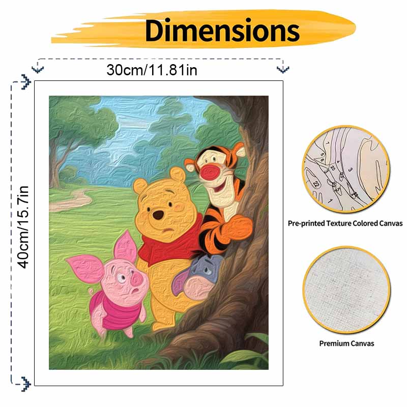Disney Winnie The Pooh Tigger Piglet Oil Paint By Numbers Hand Painting Kit. Home Decor Gift