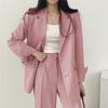 Womes Retro Blazer Suit With Pockets Polyester Fabric For Office Wear