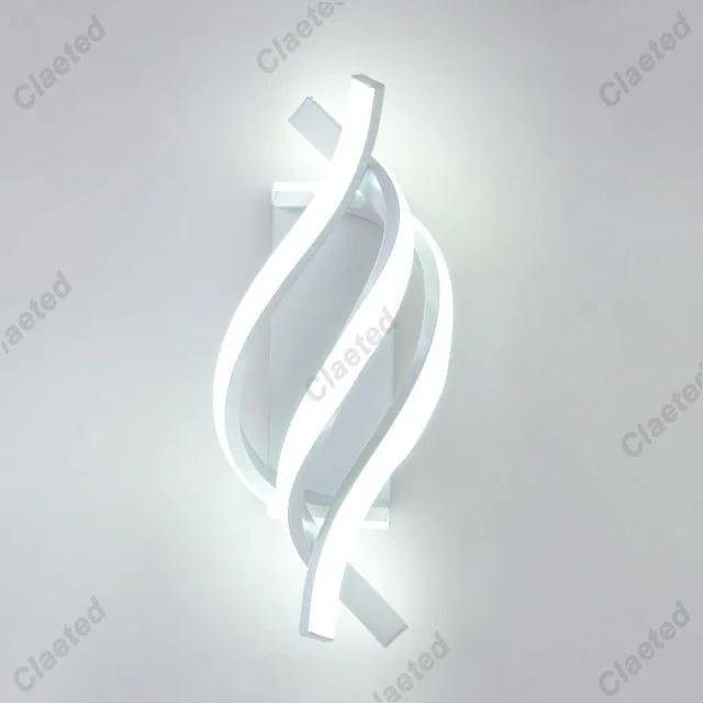 

Curved Spiral Design LED Wall Lamp for Bedroom Bedside Corridor Living Room Staircase Corridor Lighting Fixtures Tricolor light білий