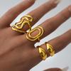 Stainless Steel Geometric Opening Rings for Women Men Adjustable Multi Layer Hollow Waterproof Rings Banquet Jewelry Accessories