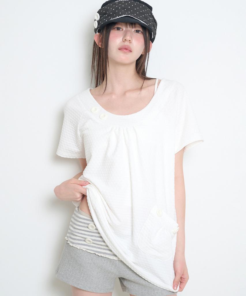 ILLIGO Pocket Button T-Shirt White