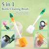 Versatile Household Cup Brush Bottle Brush Kitchen Groove Cleaning Tool Long Handle Brush 5 In 1 Cleaning Set Green