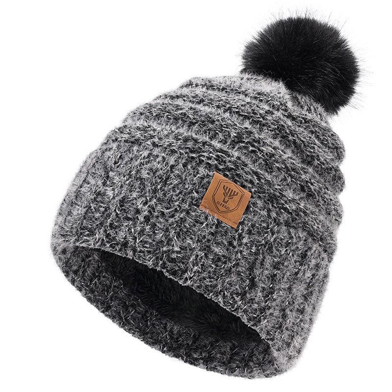 Womens Winter Knit Beanie Hat With Fuzzy Pom Warm Thick Acrylic Cap Cold Weather Outdoor Casual Wear