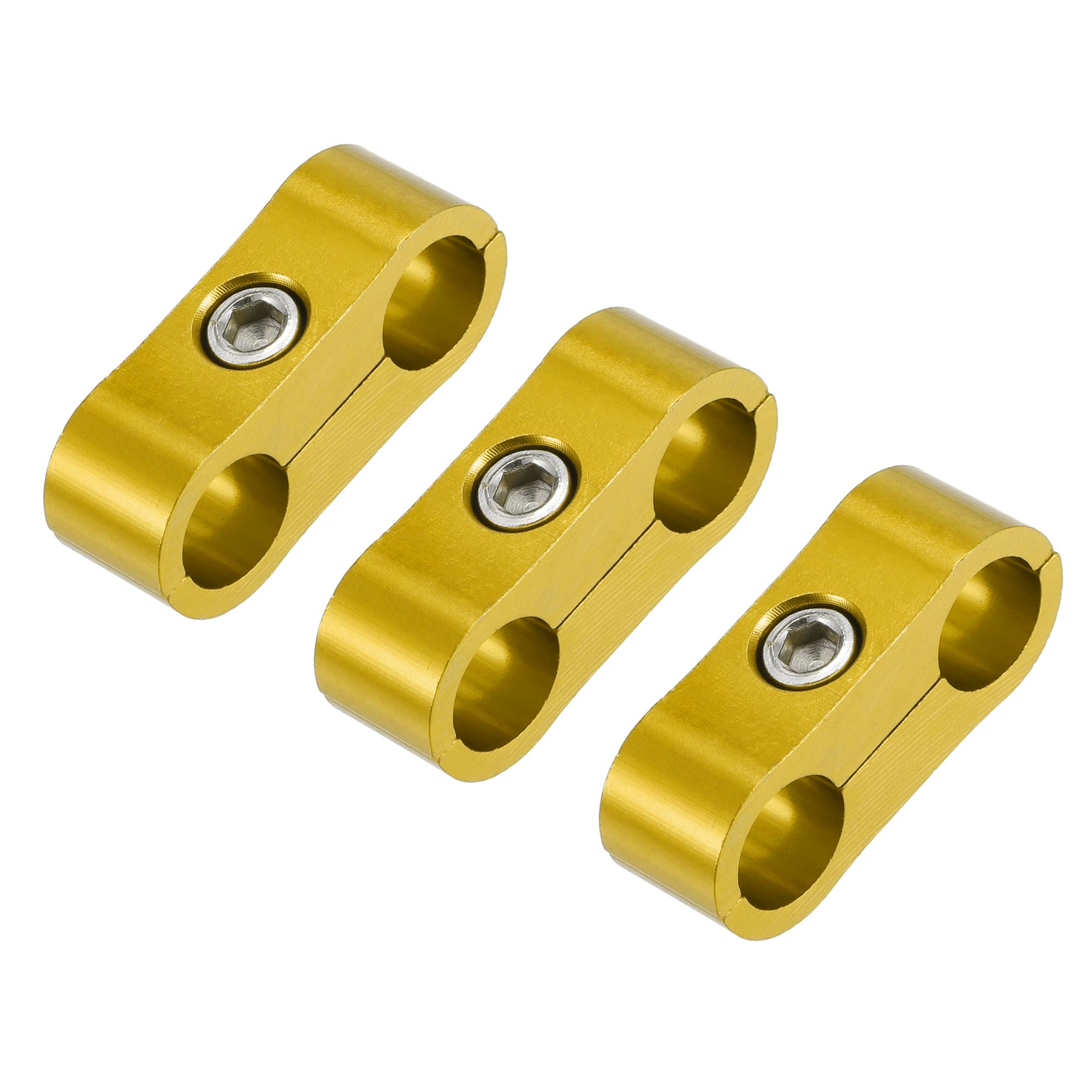

X AUTOHAUX 3pcs Car AN4 11mm Hose Separator Clamp Hose Clamp Fuel Line Connector Aluminum Alloy Blacket Gold Tone золотой